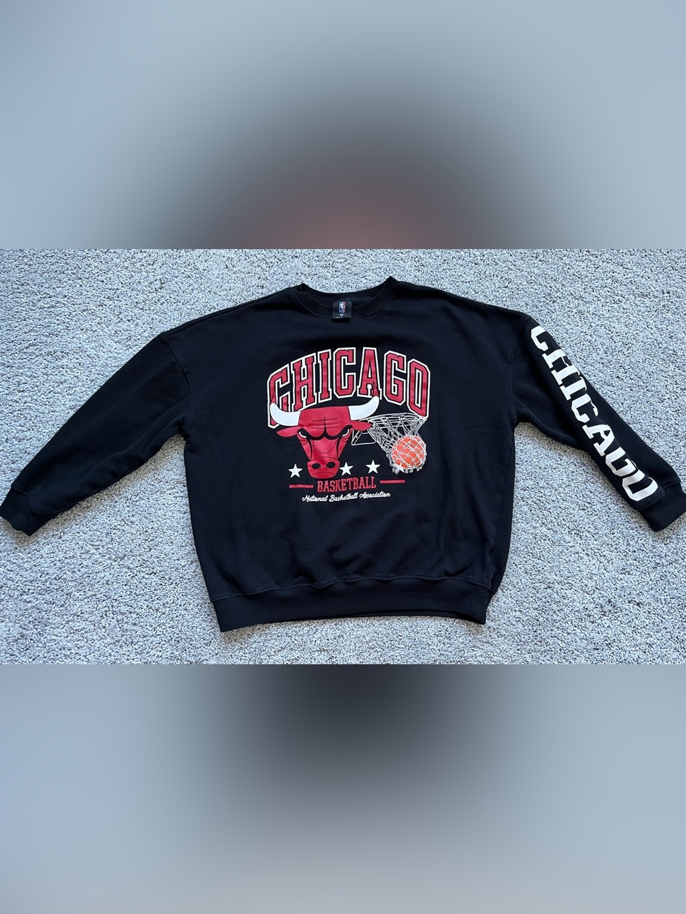 NBA Chicago Bulls Black Red Graphic Crewneck Sweater